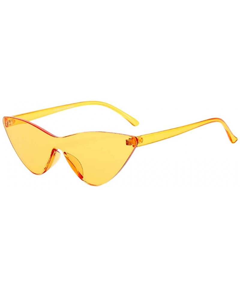 Rimless Colorful Rimless Transparent Cat Eye Sunglasses for Women Tinted Candy Colored Glasses - Yellow - CX18NCZIWRO $9.39