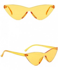 Rimless Colorful Rimless Transparent Cat Eye Sunglasses for Women Tinted Candy Colored Glasses - Yellow - CX18NCZIWRO $9.39