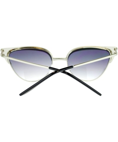 Cat Eye Womens Full Metal Frame Classic Retro Diva Cat Eye Sunglasses - Silver - C711TDG8JXT $10.65