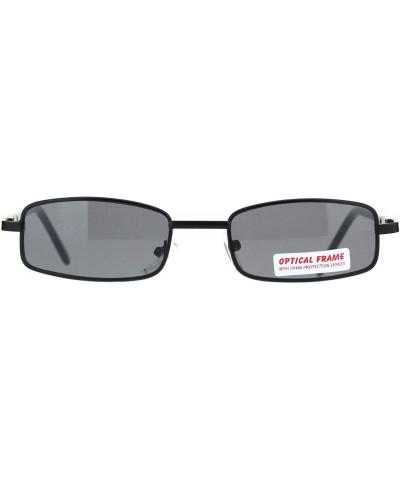 Oval Extra Small Mens Rectangular Metal Rim Classic Color Lens Sunglasses - Black Black - C318KLEE6O3 $18.69