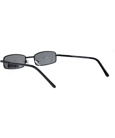 Oval Extra Small Mens Rectangular Metal Rim Classic Color Lens Sunglasses - Black Black - C318KLEE6O3 $7.48
