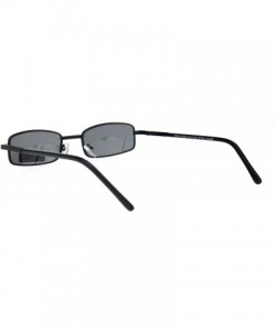 Oval Extra Small Mens Rectangular Metal Rim Classic Color Lens Sunglasses - Black Black - C318KLEE6O3 $7.48