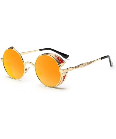 Round Vintage Hippie Retro Metal Round Circle Frame Sunglasses CS1039 - Gold Red - CN12O2ZC8JV $28.49