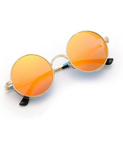 Round Vintage Hippie Retro Metal Round Circle Frame Sunglasses CS1039 - Gold Red - CN12O2ZC8JV $11.08