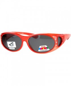 Oval Womens Rhinestone Polarized Oval Lens Fit Over Sunglasses - Red Black - CK12N8ZH098 $10.06