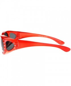 Oval Womens Rhinestone Polarized Oval Lens Fit Over Sunglasses - Red Black - CK12N8ZH098 $10.06