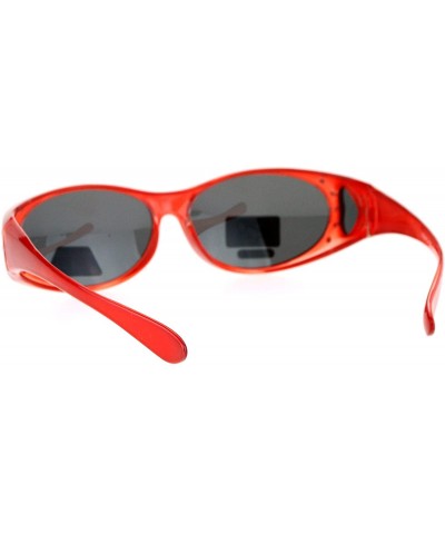 Oval Womens Rhinestone Polarized Oval Lens Fit Over Sunglasses - Red Black - CK12N8ZH098 $10.06