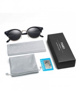 Cat Eye Classic Semi Rimless Polarized Sunglasses for Women - Retro Half Frame with Rivet UV400 Sun Glasses - CO18U8GXENN $9.92