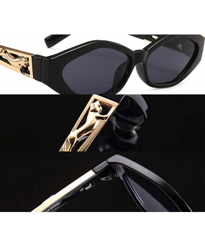 Goggle Retro Vintage Narrow Cateye Sunglasses for Women Clout Goggles hexagon Leopard sunglasses - 8 - CW193GAMESL $17.14