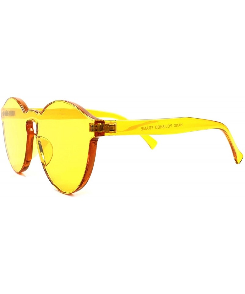 Round Vintage Retro Fashion One Piece Lens Mens Womens Round Circle Sunglasses - Yellow - CN18933L60Q $17.33