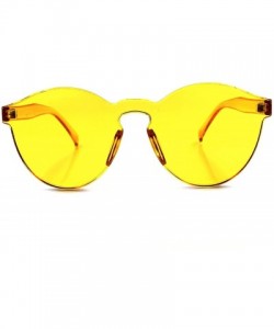 Round Vintage Retro Fashion One Piece Lens Mens Womens Round Circle Sunglasses - Yellow - CN18933L60Q $17.33