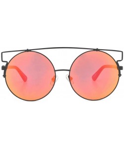 Round Oversized Round Frame Sunglasses for Women Double Wire Sun glasses - C125 Red Mirrored - CA198CZAMQY $12.14