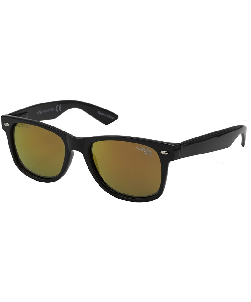 Square Unisex Destin Polarized Wrap Sunglasses - Shiny Black - C618MCMXXZ2 $24.93