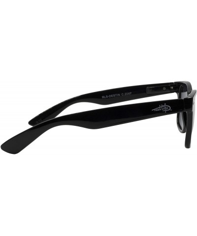 Square Unisex Destin Polarized Wrap Sunglasses - Shiny Black - C618MCMXXZ2 $24.93