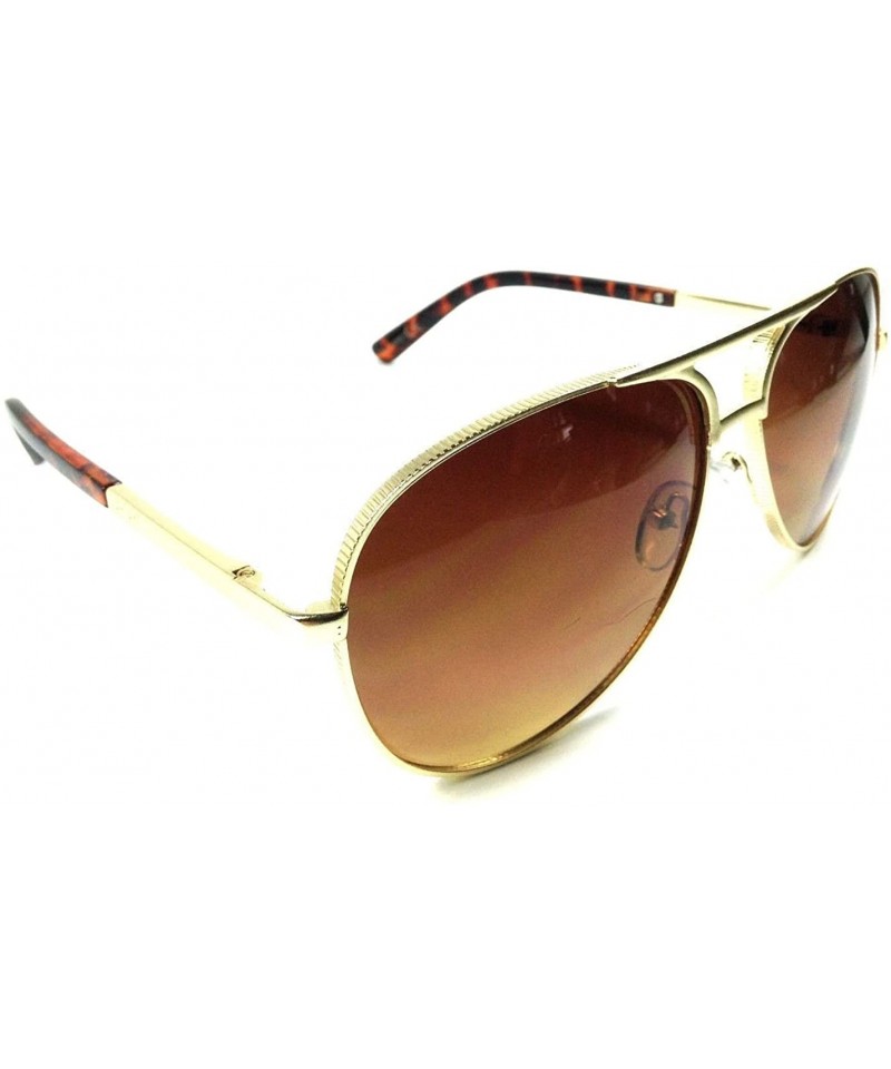 Aviator Coin Edge Metallic Aviator Sunglasses - Gold & Tortoise - CA12NU6HANK $14.86