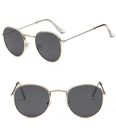 Round Sunglasses Mirror Classic Glasses Driving - Goldgray - CX198N82XZC $11.72