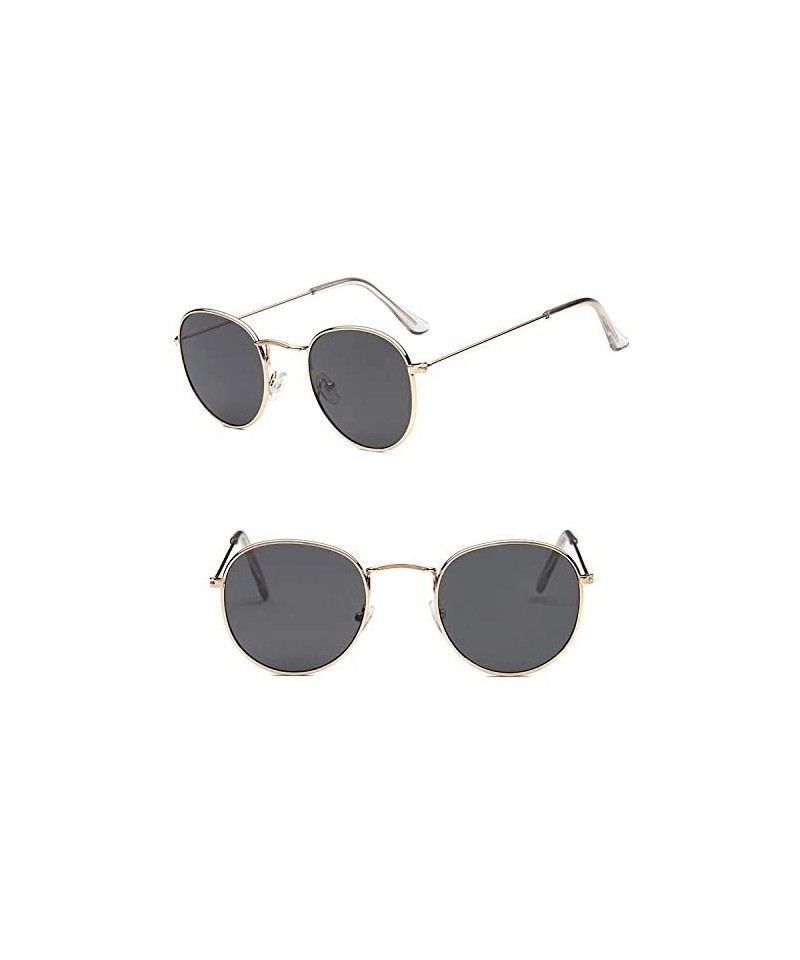 Round Sunglasses Mirror Classic Glasses Driving - Goldgray - CX198N82XZC $11.72