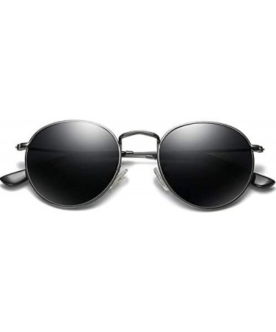 Round Sunglasses Mirror Classic Glasses Driving - Goldgray - CX198N82XZC $11.72