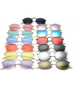 Round Sunglasses Mirror Classic Glasses Driving - Goldgray - CX198N82XZC $11.72