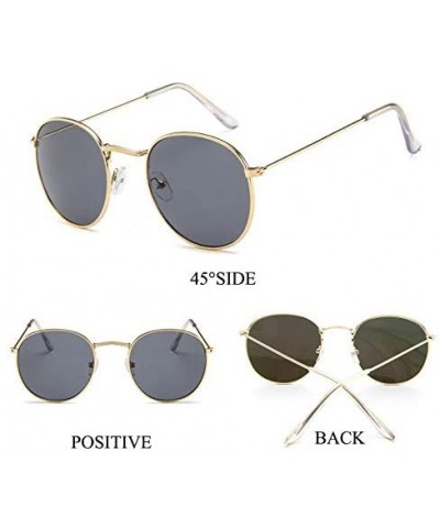 Round Sunglasses Mirror Classic Glasses Driving - Goldgray - CX198N82XZC $11.72