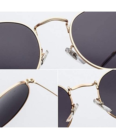 Round Sunglasses Mirror Classic Glasses Driving - Goldgray - CX198N82XZC $11.72