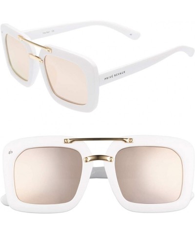 Aviator ICON Collection "The Karl" Designer Polarized Geometric Sunglasses - Shell White/Pink Mirror - CO186882WL2 $20.54