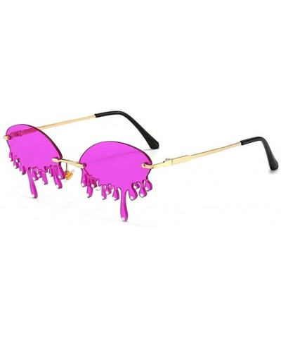 Rimless Tear Shaped Sunglasses with Rhinestones Women DrippingCrystal Shades UV Protection Rimless Teardrop Eyewear - CA190HG...
