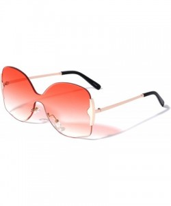 Butterfly Rimless Diamond Edge Cut One Piece Shield Lens Butterfly Sunglasses - Orange - C619957U8TU $26.20