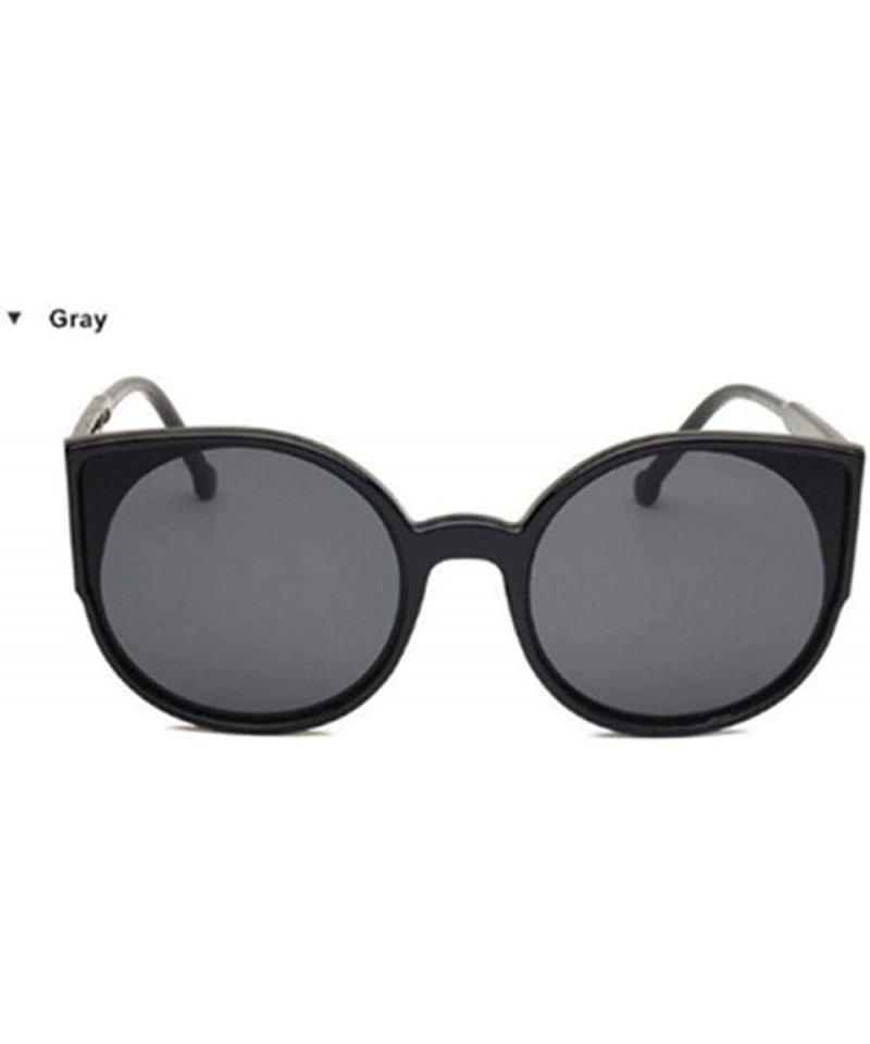 Aviator Coating Reflective Mirror Sunglasses Women Men Cat Eye Sun Glasses Gray Black - Gray - CT18YLZ0O23 $8.21