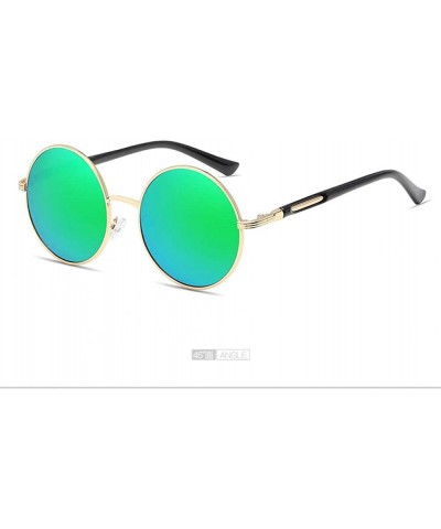 Round Sunglasses Circular Vintage Pink Round - Gold Green - CZ18WIH3M0A $52.67