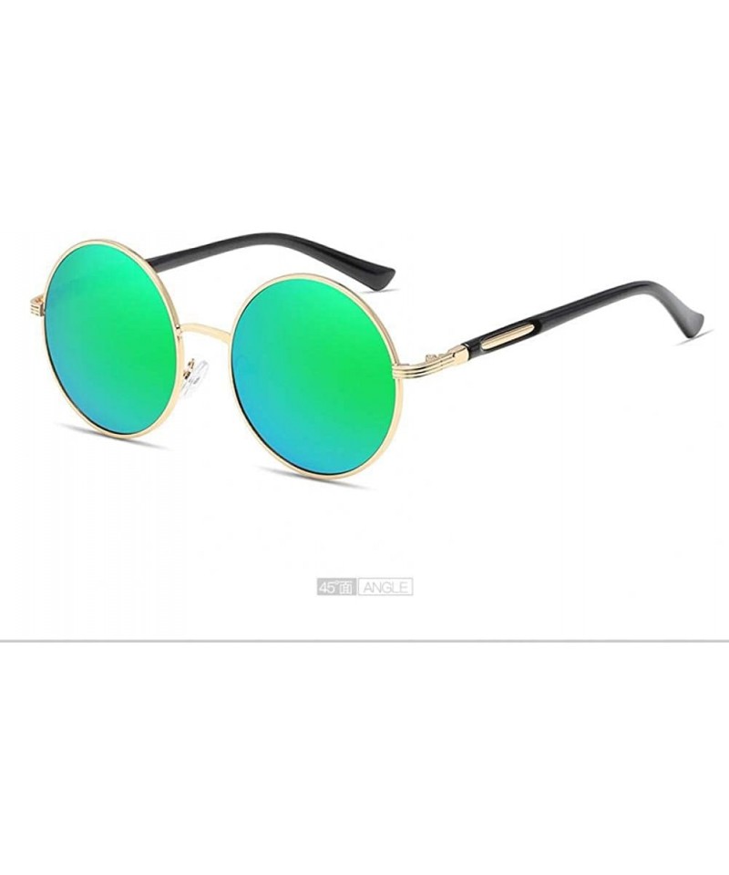 Round Sunglasses Circular Vintage Pink Round - Gold Green - CZ18WIH3M0A $18.59