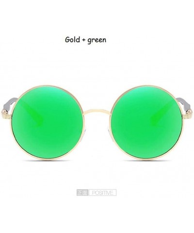 Round Sunglasses Circular Vintage Pink Round - Gold Green - CZ18WIH3M0A $54.52