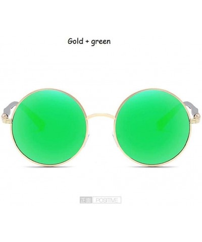 Round Sunglasses Circular Vintage Pink Round - Gold Green - CZ18WIH3M0A $18.59