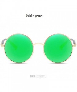 Round Sunglasses Circular Vintage Pink Round - Gold Green - CZ18WIH3M0A $54.52