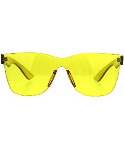 Rectangular Solid Flat Panel Rimless Color Horn Rim Hipster Plastic Sunglasses - Yellow - CL18856CEK3 $14.46