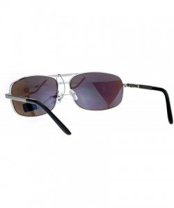 Rectangular Air Force Sunglasses Mens Oval Rectangular Metal Frame Spring Hinge UV 400 - Silver (Teal Mirror) - CU186UTS3A2 $...