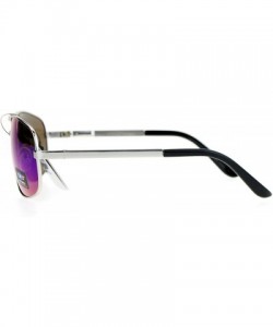 Rectangular Air Force Sunglasses Mens Oval Rectangular Metal Frame Spring Hinge UV 400 - Silver (Teal Mirror) - CU186UTS3A2 $...