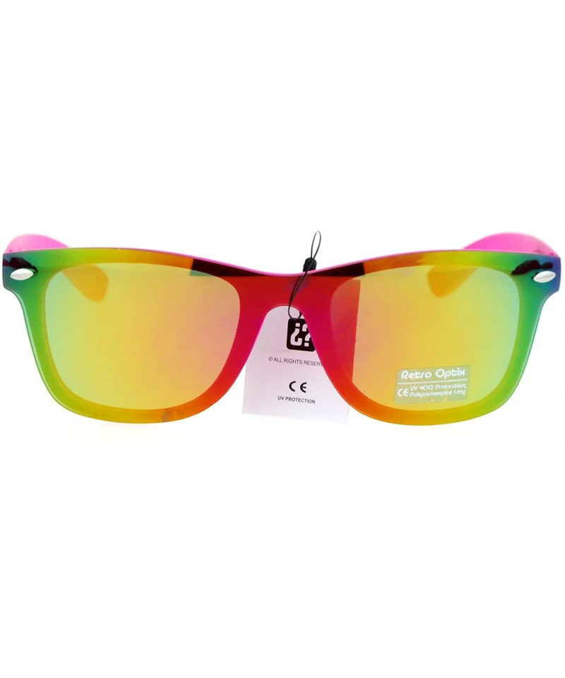 Shield Color Mirror Shield Panel Lens Pop Horn Rim Sunglasses - Pink - CI12L9XN0LT $8.31