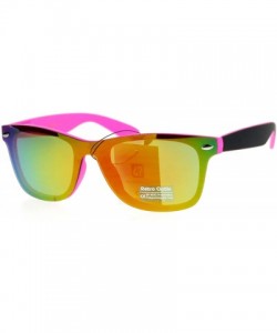 Shield Color Mirror Shield Panel Lens Pop Horn Rim Sunglasses - Pink - CI12L9XN0LT $8.31