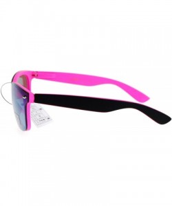 Shield Color Mirror Shield Panel Lens Pop Horn Rim Sunglasses - Pink - CI12L9XN0LT $8.31