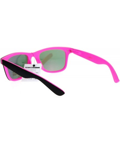 Shield Color Mirror Shield Panel Lens Pop Horn Rim Sunglasses - Pink - CI12L9XN0LT $8.31