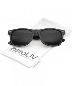 Semi-rimless Retro 80's Classic Colored Mirror Lens Square Horn Rimmed Sunglasses for Men Women - Shiny Black / Smoke - CR12N...