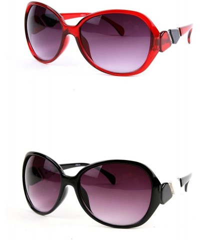 Oversized Women Fashion Design Oversized Sunglasses P2014 - 2 Pcs Wine/Gradient Smoke Lens & Black/Gradient Smoke Lens - CO11...