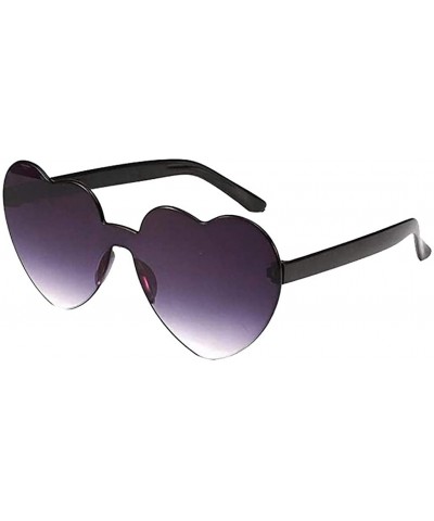 Shield Heart Shaped Rimless Sunglasses Transparent Candy Color Frameless Sunglasses for Women - Purple - CP199ASEN89 $9.09