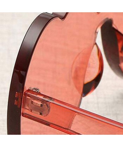 Shield Heart Shaped Rimless Sunglasses Transparent Candy Color Frameless Sunglasses for Women - Purple - CP199ASEN89 $9.09