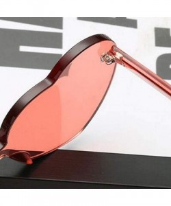 Shield Heart Shaped Rimless Sunglasses Transparent Candy Color Frameless Sunglasses for Women - Purple - CP199ASEN89 $9.09