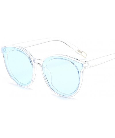 Oversized Women Sunglasses Cateye Oversized Flat Mirrored Lens Men Goggles - Blue - CS18CRR8ZQQ $16.10