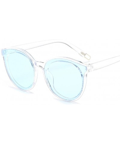 Oversized Women Sunglasses Cateye Oversized Flat Mirrored Lens Men Goggles - Blue - CS18CRR8ZQQ $9.06