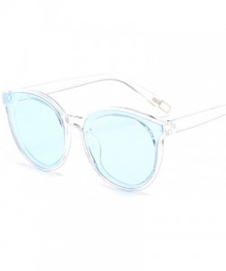 Oversized Women Sunglasses Cateye Oversized Flat Mirrored Lens Men Goggles - Blue - CS18CRR8ZQQ $9.06