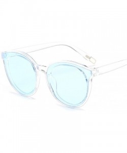 Oversized Women Sunglasses Cateye Oversized Flat Mirrored Lens Men Goggles - Blue - CS18CRR8ZQQ $9.06